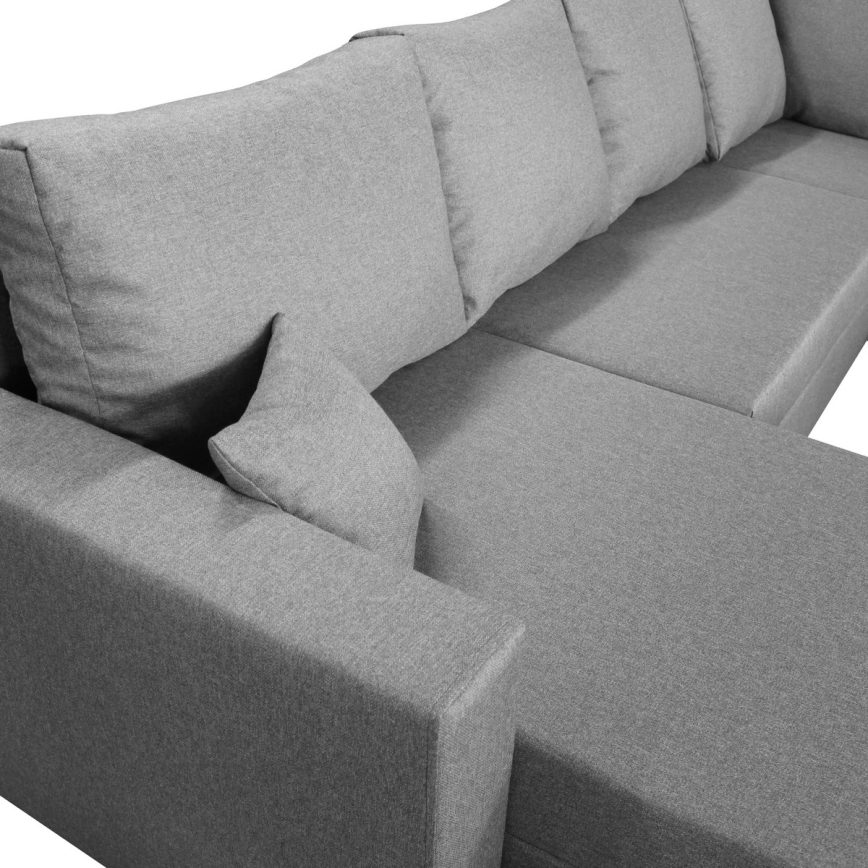 Universel U-formet hjørnesofa med sovefunktion og opbevaringsrum SEYA, grå