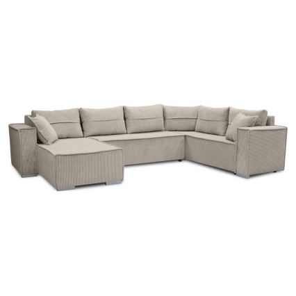 Universel U-formet hjørneudtrækssofa LONDON, beige