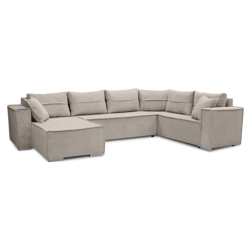 Universel U-formet hjørneudtrækssofa LONDON, beige