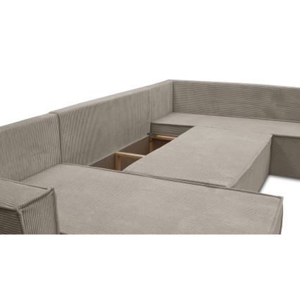 Universel U-formet hjørneudtrækssofa LONDON, beige