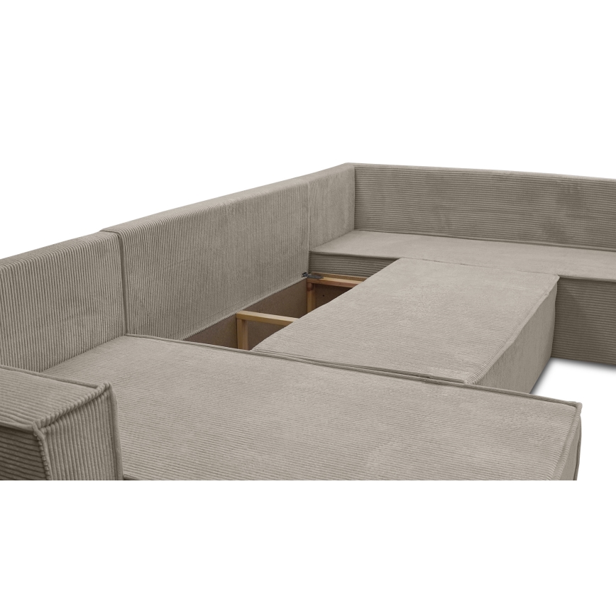 Universel U-formet hjørneudtrækssofa LONDON, beige