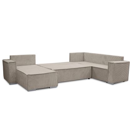 Universel U-formet hjørneudtrækssofa LONDON, beige