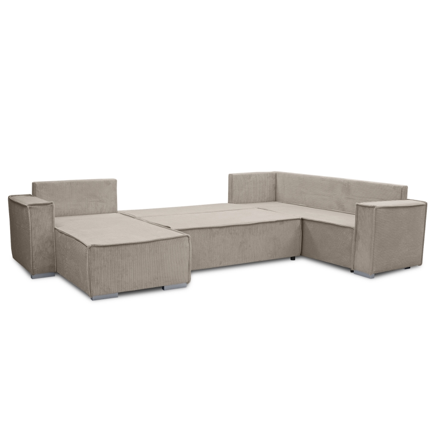 Universel U-formet hjørneudtrækssofa LONDON, beige