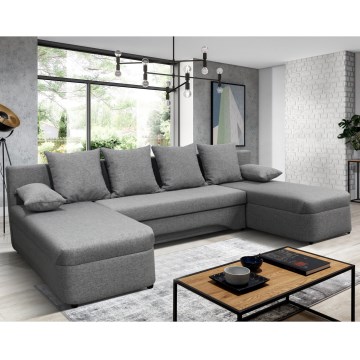 Universel U-formet vendbar hjørnesofa med sovefunktion og opbevaringsrum ALMEIDA, grå