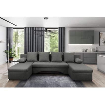 Universal sovesofa i U-form med opbevaringsplads ALMEIDA antracit
