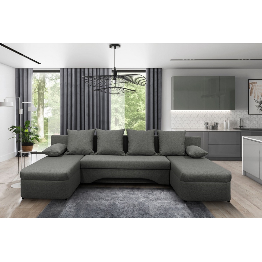 Universal sovesofa i U-form med opbevaringsplads ALMEIDA antracit