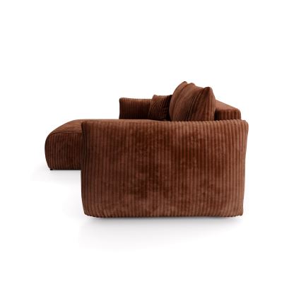 Universel udtrækbar L-hjørnesofa med opbevaringsrum FRIDA, brun