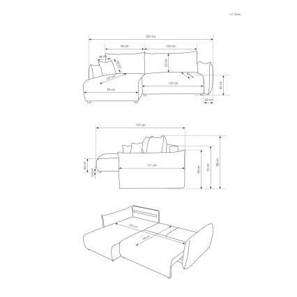 Universel udtrækbar L-hjørnesofa med opbevaringsrum FRIDA, brun