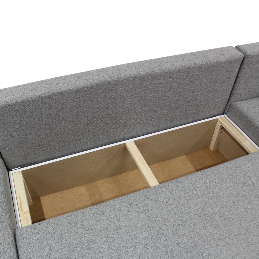 Universel U-formet hjørnesofa med sovefunktion og opbevaring ALMEIDA grå