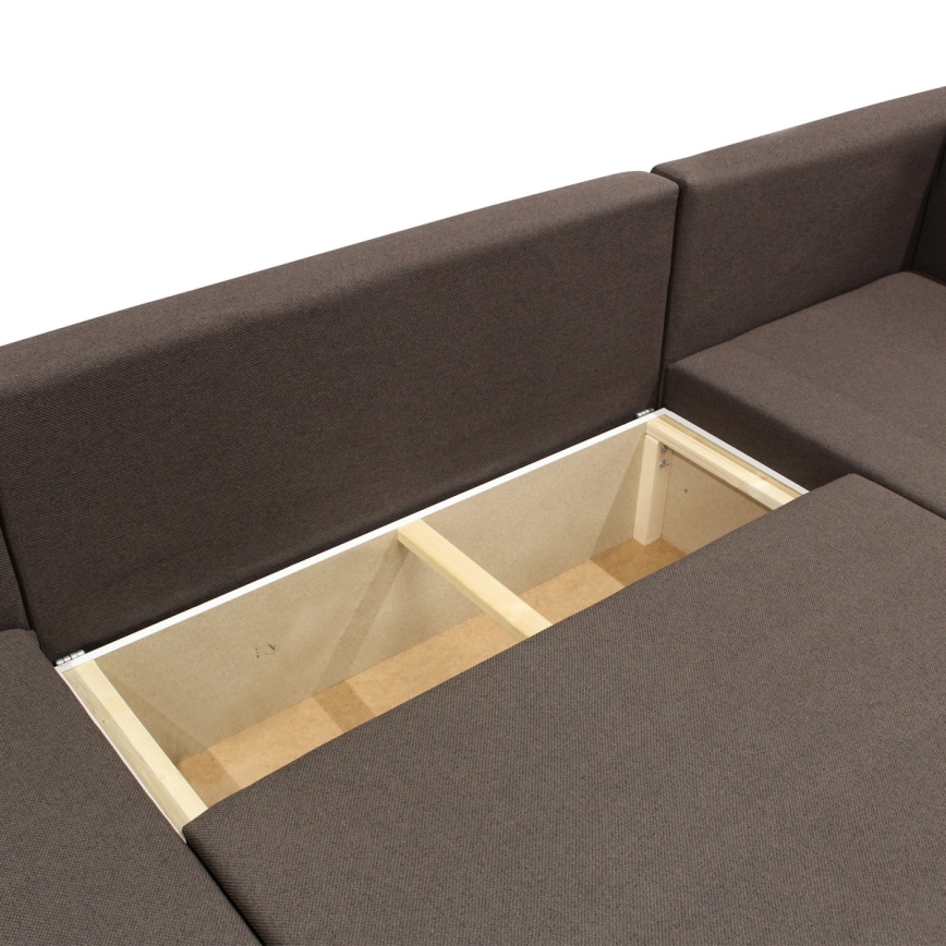 Universel U-formet hjørnesofa med sovefunktion og opbevaring SEYA, brun