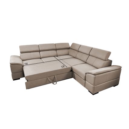 Alsidig udtrækbar hjørnesofa med opbevaringsplads GRANADA, beige