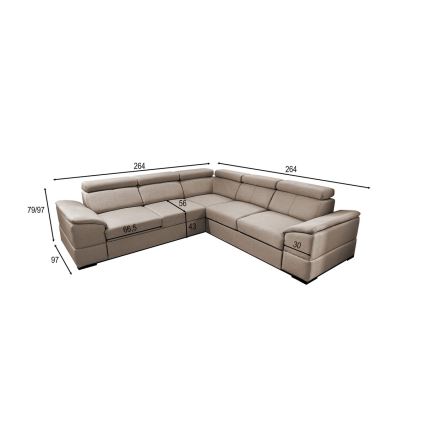Alsidig udtrækbar hjørnesofa med opbevaringsplads GRANADA, beige
