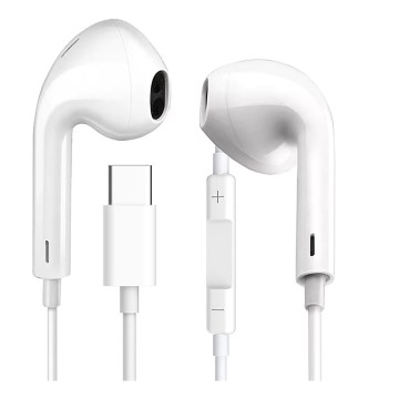 USB-C hovedtelefoner med mikrofon, hvid