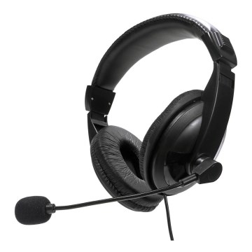 USB-hovedtelefoner med mikrofon, sort