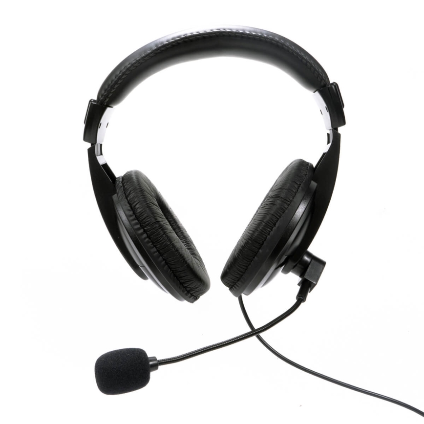 USB-hovedtelefoner med mikrofon, sort
