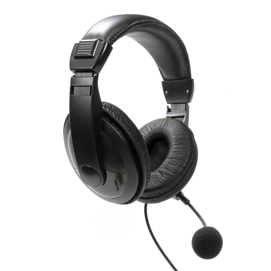 USB-hovedtelefoner med mikrofon, sort