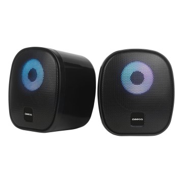USB Højtalere med RGB baglygte 2x3W/5V sort