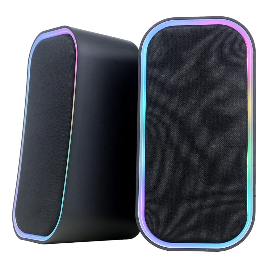 USB Højtalere med RGB baglygte 2x3W/5V sort