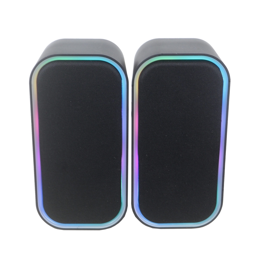 USB Højtalere med RGB baglygte 2x3W/5V sort