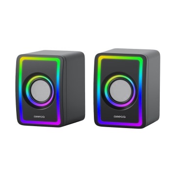 USB Højtalere med RGB baglygte 2x3W/5V sort
