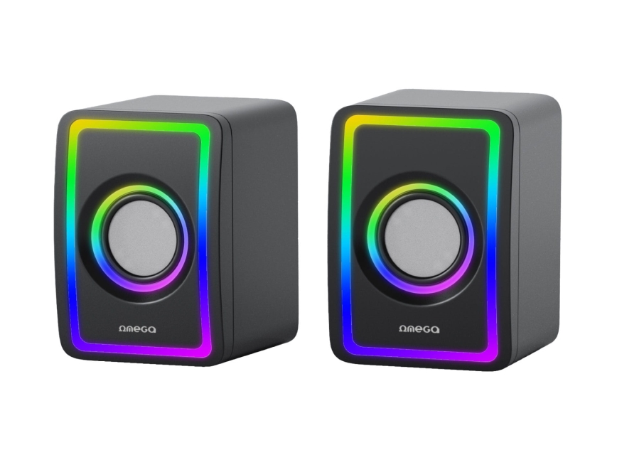 USB Højtalere med RGB baglygte 2x3W/5V sort