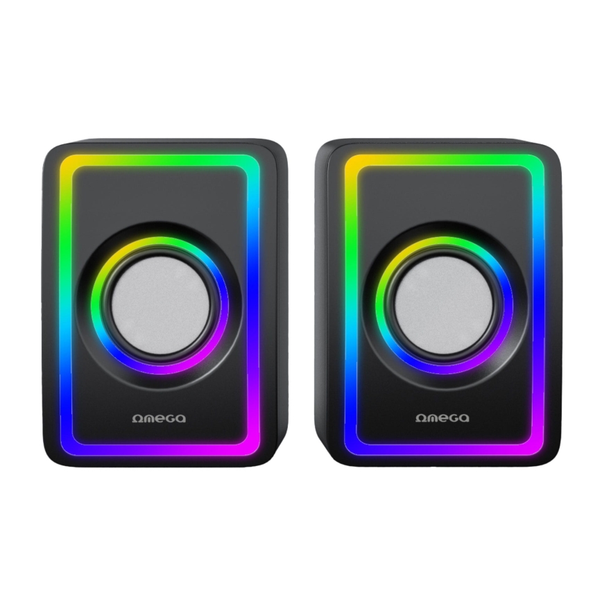 USB Højtalere med RGB baglygte 2x3W/5V sort
