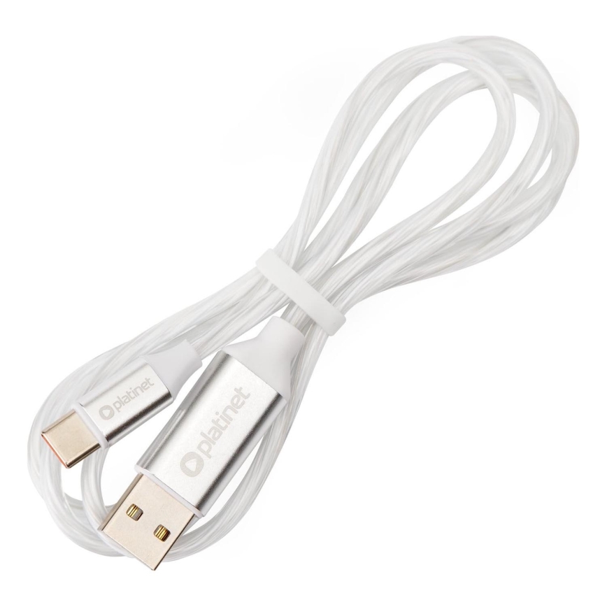 USB-kabel USB-A / USB-C stik med LED-lys baglygte 18W 1m hvid