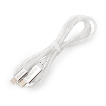 USB-kabel USB-C / Lightning stik med LED-lys baglygte 27W 1m hvid