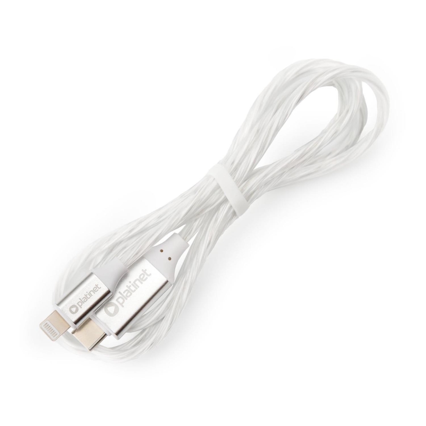 USB-kabel USB-C / Lightning stik med LED-lys baglygte 27W 1m hvid