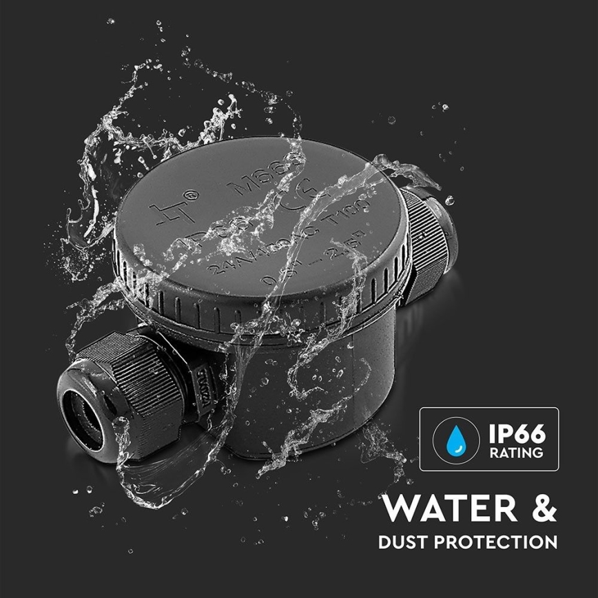 Vandtæt forbindelsesstik IP66 sort