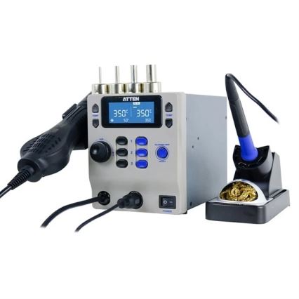 Varmlufts- og lodde-station med LCD-display 800W/230V