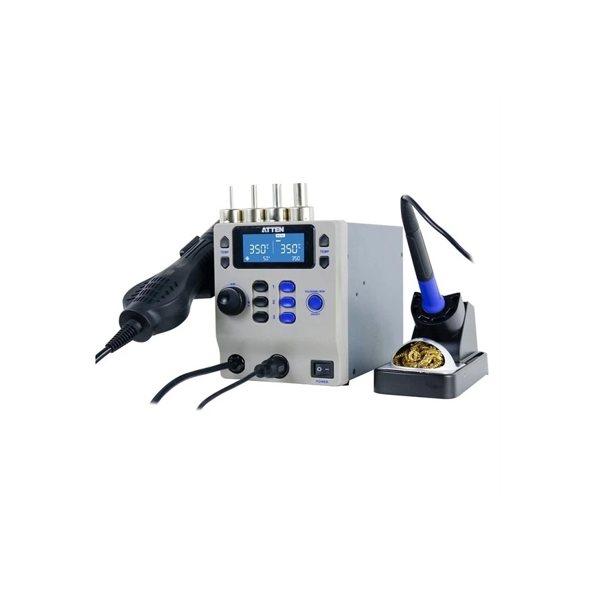 Varmlufts- og lodde-station med LCD-display 800W/230V