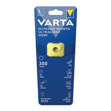 Varta 18631201401 - LED pandelampe dæmpbar og genopladelig OUTDOOR SPORTS LED/5V 600 mAh IPX4 gul