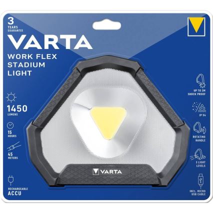 Varta 18647101401 - LED bærbar arbejdslampe WORK FLEX LED/12W/5V 5200 mAh IP54