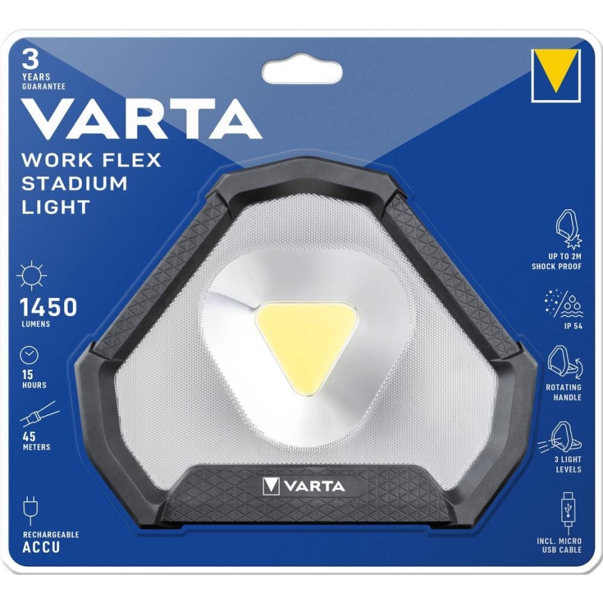 Varta 18647101401 - LED bærbar arbejdslampe WORK FLEX LED/12W/5V 5200 mAh IP54