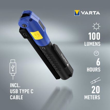 Varta 18649101401 - Genopladelig LED lommelygte WORK FLEX F20R LED/5V IP54