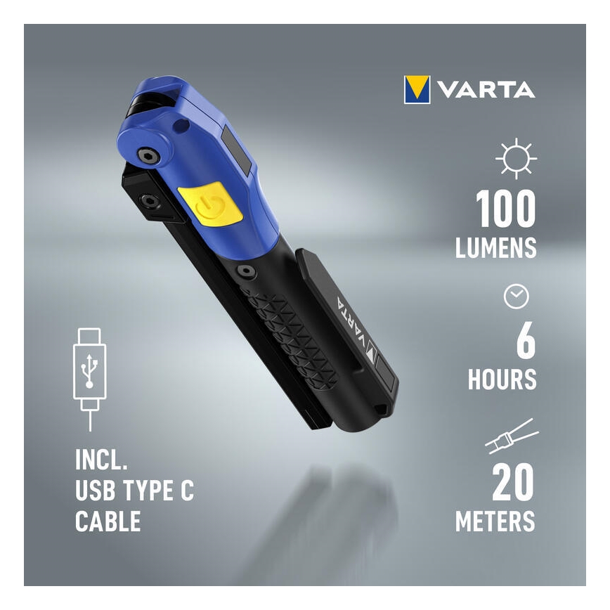 Varta 18649101401 - Genopladelig LED lommelygte WORK FLEX F20R LED/5V IP54