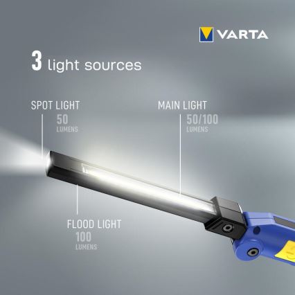 Varta 18649101401 - Genopladelig LED lommelygte WORK FLEX F20R LED/5V IP54