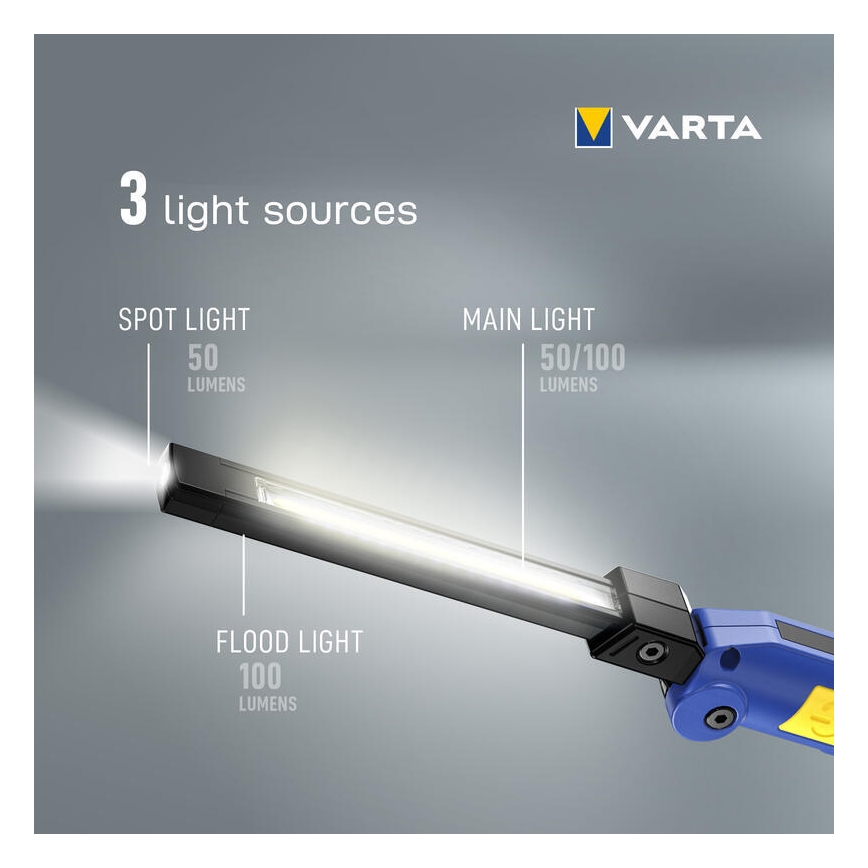 Varta 18649101401 - Genopladelig LED lommelygte WORK FLEX F20R LED/5V IP54