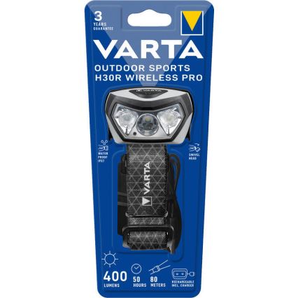 Varta 18650101401 - LED pandelampe m. trådløs opladning dæmpbar og genopladelig OUTDOOR SPORTS LED/5V 1800 mAh IPX7