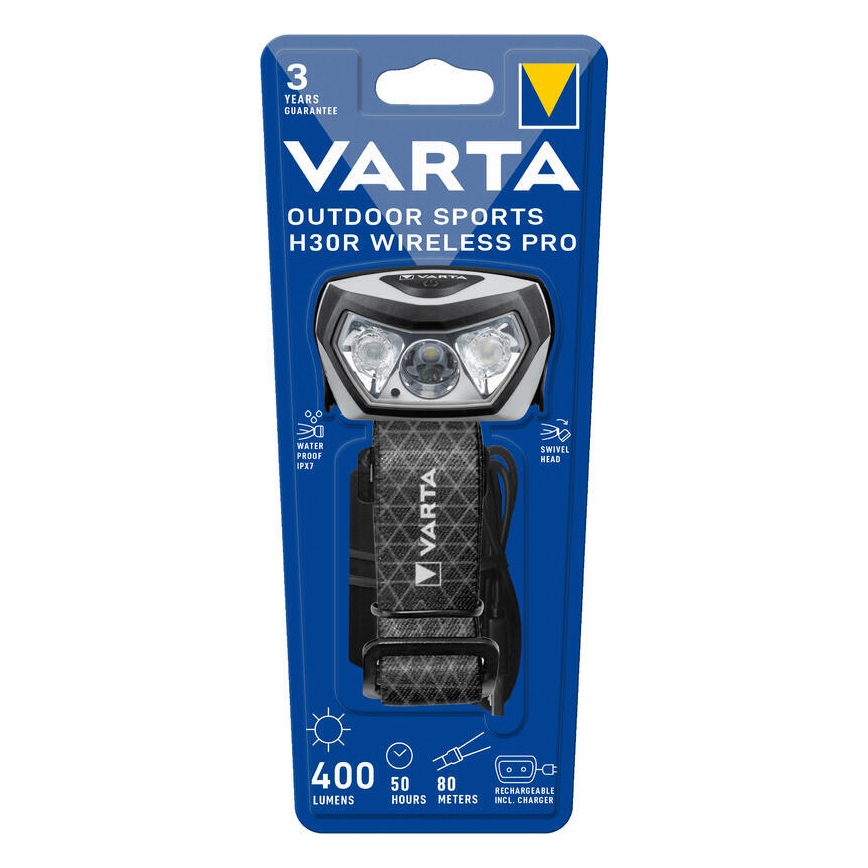 Varta 18650101401 - LED pandelampe m. trådløs opladning dæmpbar og genopladelig OUTDOOR SPORTS LED/5V 1800 mAh IPX7