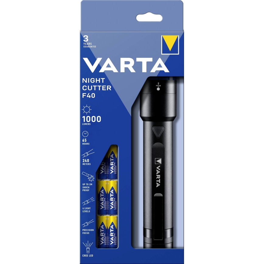 Varta 18902101121 - LED Dæmpbar Lommelygte NIGHT CUTTER LED/6xAA IPX4