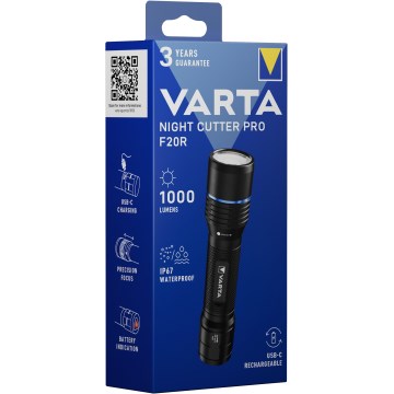 Varta 18920101111 - Genopladelig LED lommelygte NIGHT CUTTER PRO F20R LED/USB IP67