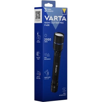 Varta 18922101111 - Genopladelig LED lommelygte med powerbank NIGHT CUTTER PRO F40R LED/USB IP67