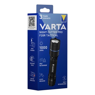 Varta 18923101111 - LED taktisk genopladelig lommelygte NIGHT CUTTER PRO F20R LED/USB 2600 mAh