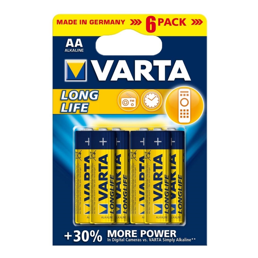 Varta 4106 - 6 stk. Alkalisk batteri LONGLIFE EXTRA AA 1,5V