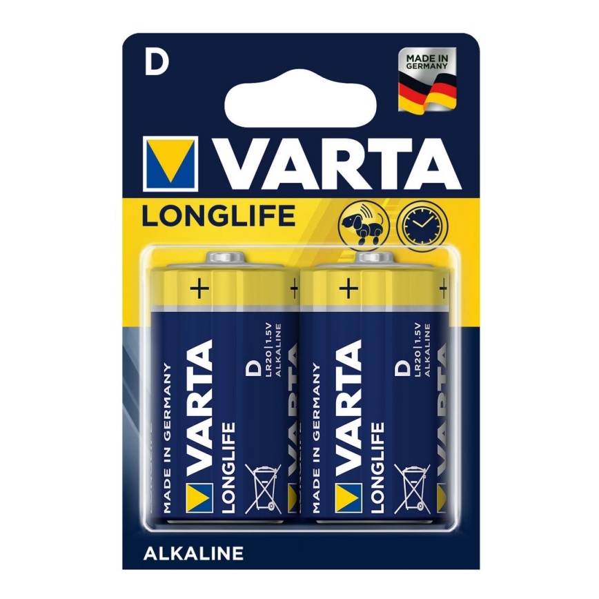 Varta 4120 - 2 stk. Alkalisk batteri LONGLIFE EXTRA D 1,5V