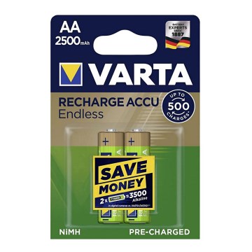 VARTA 56686 - 2x Genopladeligt batteri 2500 mAh AA 1,2V