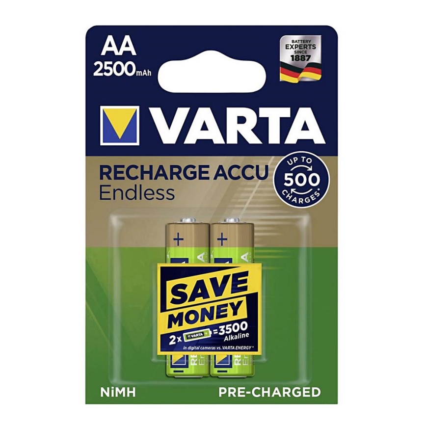 VARTA 56686 - 2x Genopladeligt batteri 2500 mAh AA 1,2V