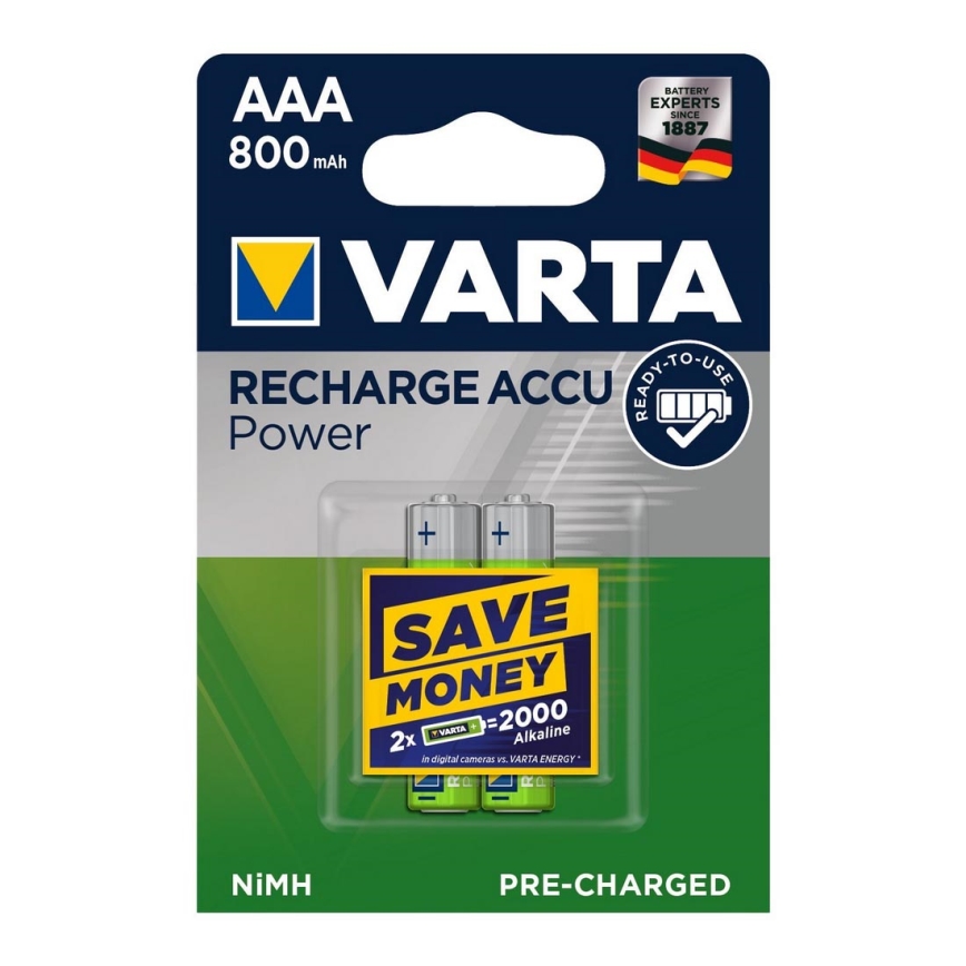 Varta 56703 - 2 stk. Genopladeligt batteri ACCU AAA NiMH/800mAh/1,2V